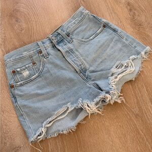 Levi’s | Distressed Light Blue Denim Shorts